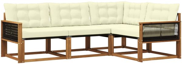 vidaXL Outdoor-Sofagarnitur mit Kissen 4 pcs Natur und Creme 3381390