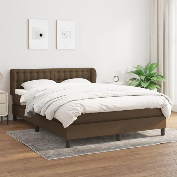 Boxspringbett mit Matratze Stoff Dunkelbraun 140 x 200 cm