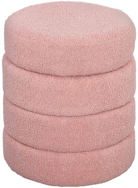 HOMCOM Fußhocker Sitzhocker mit Sitzkissen (Runder Polsterhocker, 1 St, Fußstütze), für Wohnzimmer, Schlafzimmer, Rosa, Ø40 x 45 cm