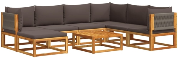 vidaXL 8-tlg. Gartensofa-Set mit Kissen Holz Akazie & Seil 3278835