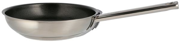 MEISTERKOCH Bratpfanne aus Edelstahl 20 cm Ø | Pfanne mit breitem Schüttrand und Keramik Antihaftbeschichtung, induktionsgeeignet, backofenfest bis 240°C