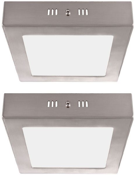 2er Set LED Deckenleuchte, silber, Glas satiniert, L 12 cm