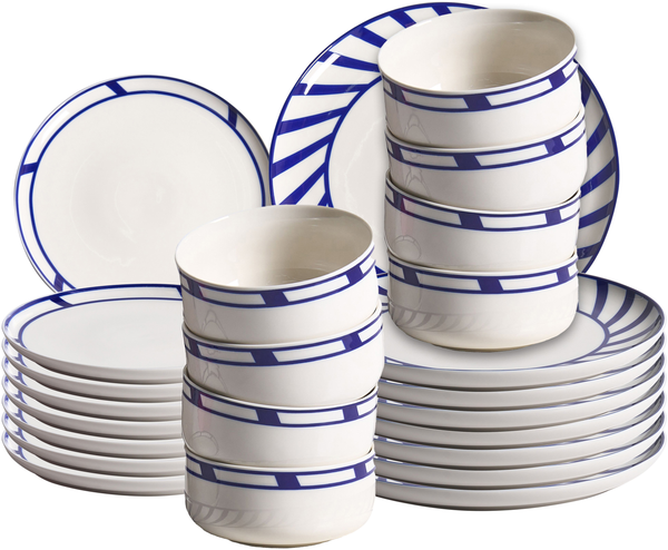 Tafelservice 24-teilig SHISO Porzellan Weiß Blau