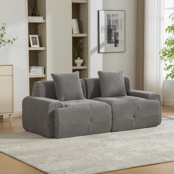 YakoHome Modulsofa Grau 190x89x75 cm – voll gepolstert, montiert geliefert, hochwertige Polsterung, sofort nutzbar