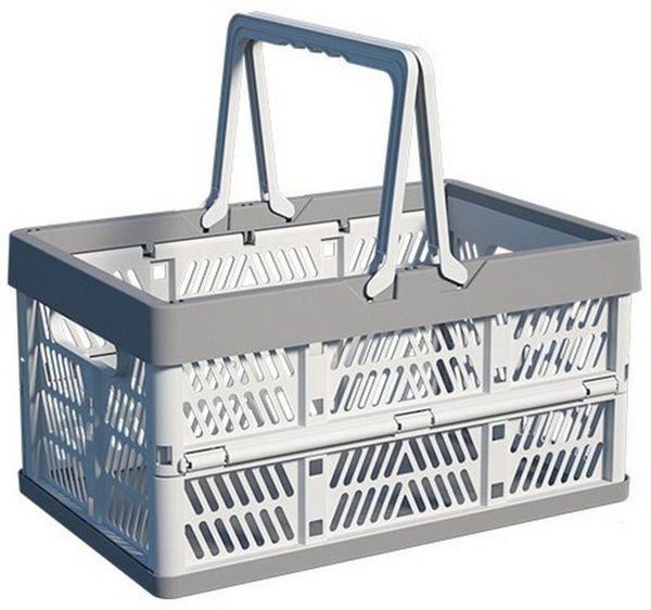 Jumpeak Aufbewahrungskorb Faltbarer Aufbewahrungskorb, Einkaufskorb, Supermarkt-Einkaufskorb, Snack-Korb, Plastik-Picknick-Korb, faltbarer Aufbewahrungskorb