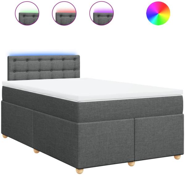 vidaXL Boxspringbett mit Matratze Dunkelgrau 120x200 cm Stoff 3288962