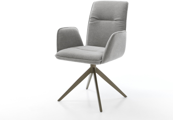 Drehstuhl Vinja-Flex Strukturstoff Soft Grau Kreuzgestell breit Effektfinish Titan 360° drehbar Wippfunktion