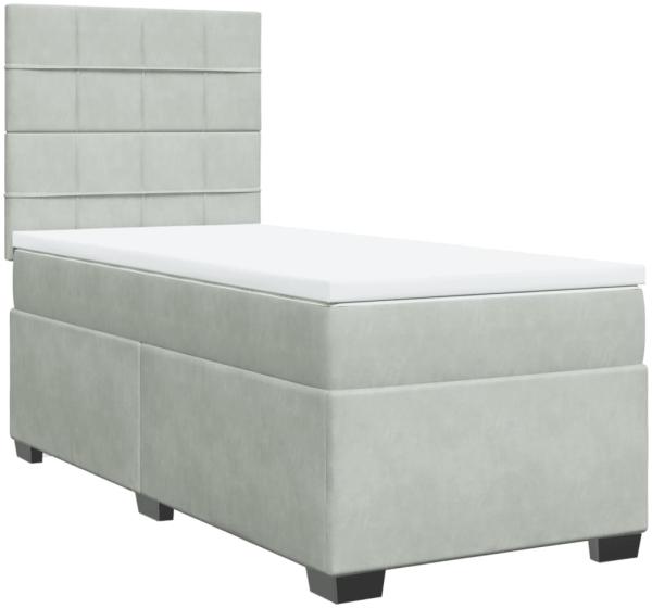 vidaXL Boxspringbett mit Matratze Hellgrau 100x200 cm Samt 3290834