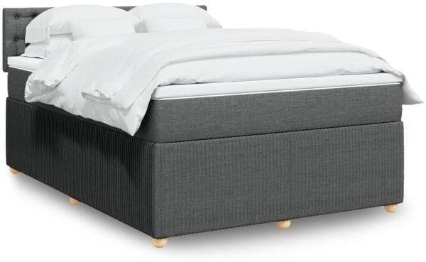 vidaXL Boxspringbett mit Matratze Dunkelgrau 140x190 cm Stoff 3289766