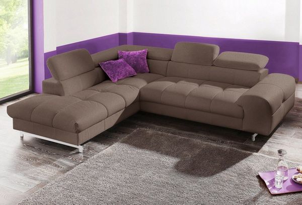 COTTA Ecksofa Chef L-Form, mit Kopfteilverstellung, wahlweise mit Bettfunktion