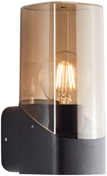 Brilliant Minou Außenwandleuchte IP44 - Wandleuchte außen schwarz/Rauchglas E27 - Standard & LED Leuchtmittel geeignet - Wetterfeste Außenleuchte modern für Hauswand, Terrasse, Eingang - 20cm hoch