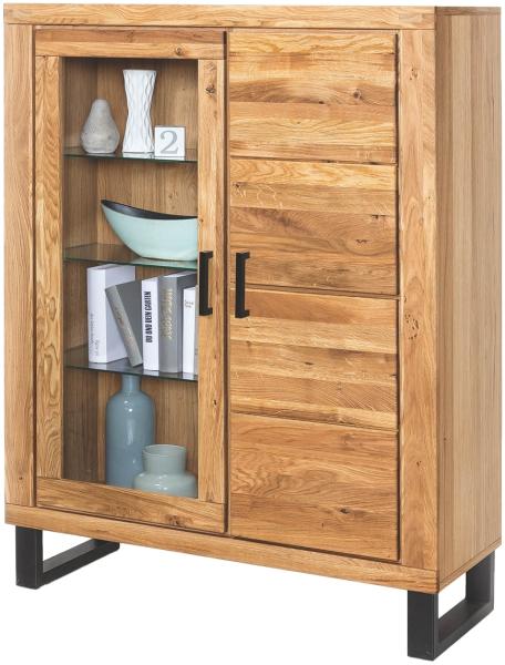 Stauraumvitrine >Tom-I< in Wildeiche / schwarz - 110x140x40 (BxHxT)