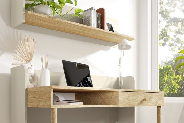 Deine Möbel 24 Kommode YOGI 08 Kinderkommode Sideboard 140 cm breit (Set, 3 St, inkl. 3 Schubladen), Kinderzimmer Jugendzimmer Graubeige Geölte Eiche Eukalyptus Koralle