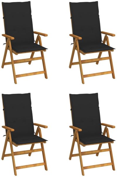 vidaXL Hochlehner Verstellbar 4 Stk. mit Auflagen Massivholz Akazie 3065354