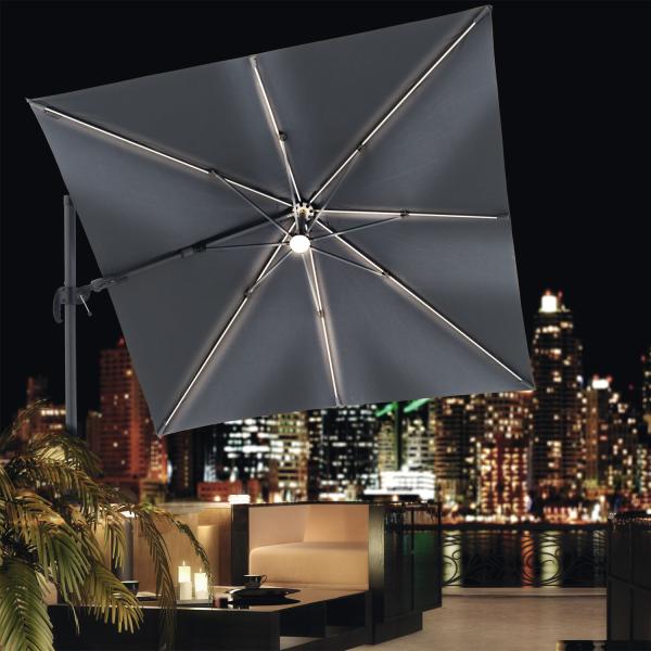 Derby Sonnenschirm / Ampelschirm "Ravenna AX LED 250 x 250", anthrazit, 250 x 250 cm