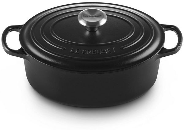 Le Creuset Bräter 'Signature' , Gusseisen , Oval, für alle Herdarten und Induktion geeignet, Schwarz, 27,0 cm