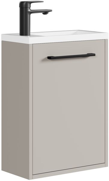 Gäste-WC Waschtisch Set Florence 40x22 cm – Cashmere – Waschbeckenunterschrank mit 1 Tür und Soft-Close