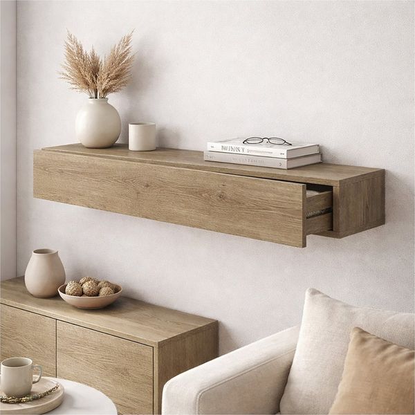 HTI-Living Wandregal mit Schublade 80 cm Artisaneiche, 1 Stück 1-tlg.