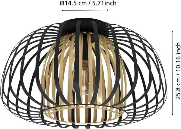 Eglo 99664 Deckenleuchte ENCINITOS E27 1X40W Stahl schwarz, gold H:26cm Ø:45cm dimmbar Bild 4