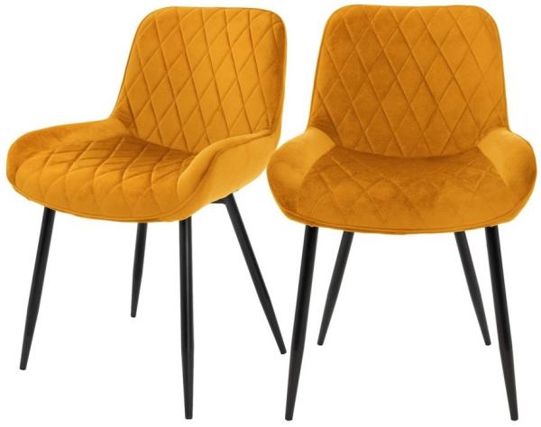 ML-DESIGN Stuhl Esszimmerstuhl mit Rücken- und Armlehnen, Metallbeine Küchenstuhl (2 St), Wohnzimmerstuhl Senfgelb, Samt Sitzfläche Polsterstuhl Esstischstuhl