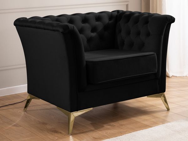 S-Style Möbel Chesterfield-Sessel Whitby aus Samt mit goldenen, silbernen oder schwarzen Füßen, mit Wellenfederung