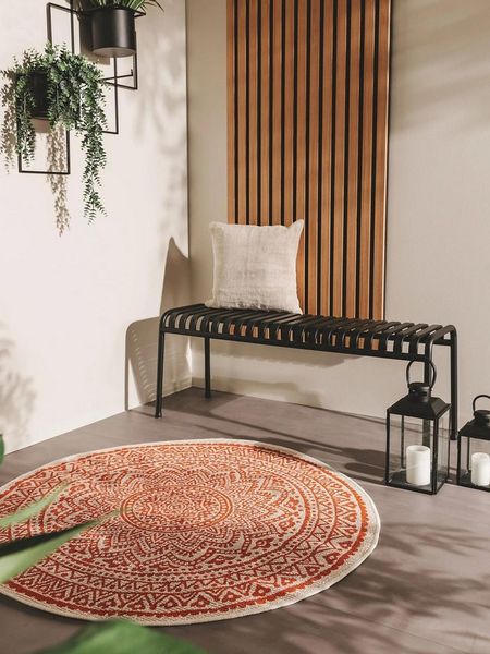 benuta Outdoorteppich Cleo, rund, Höhe: 5 mm, Teppich Wohnzimmer, Schlafzimmer, Esszimmer, Flur, Kunstfaser, Cozy