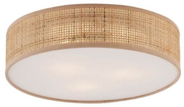 Qazqa Deckenleuchte Trammy, ohne Leuchtmittel, Extra-Warmweiß, QAZQA Deckenleuchte, e27, Naturel, Rattan, Orientalisch