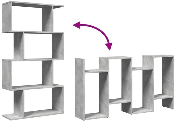 vidaXL Raumteiler-Bücherregal 4 Böden Betongrau 70x24x129 cm 858105 Bild 9