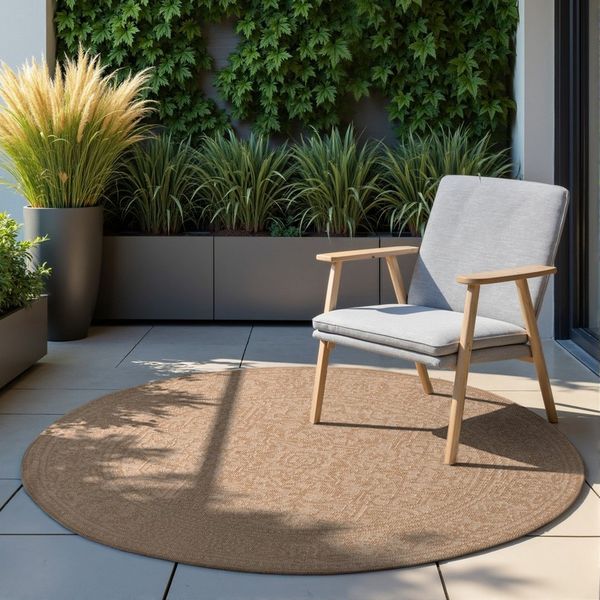 HANSE Home Outdoorteppich Kona Wendeteppich, rund, Höhe: 5 mm, In und Outdoor, Flachgewebe, wetterfest, pflegeleicht, robust
