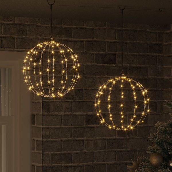 vidaXL Ball mit 192 LEDs 2 pcs Warmweiß 30 x 30 x 32 cm Metall 42019109
