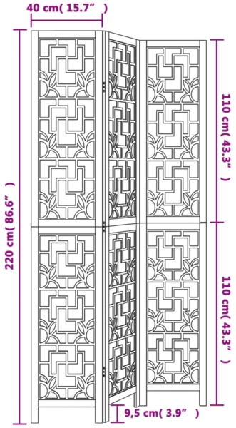 vidaXL 3-tlg. Raumteiler Braun Massivholz Paulownia 358864 Bild 7