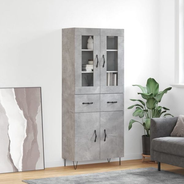 vidaXL Highboard Betongrau 69,5x34x180 cm Holzwerkstoff 3198565