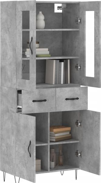 vidaXL Highboard Betongrau 69,5x34x180 cm Holzwerkstoff 3198565 Bild 3