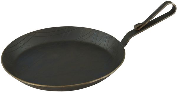 Servierpfanne aus Schmiedeeisen mit gebogenem Hakenstiel Ø 28 cm 1 Stück