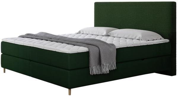 Boxspringbett Lorenka Cord, Grün, 160 x 200 cm