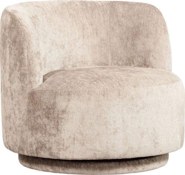 Sessel Popular aus Chenille-Stoff, drehbar, Retro Chic, Natur, luxuriöse Struktur