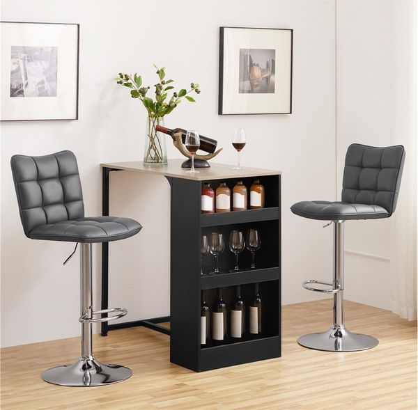 Yaheetech Barhocker Drehhocker mit Fußstütze (4 St), Barstühle 360°Drehbar Küchenstühle Sitzhöhe 62,5 cm - 83 cm