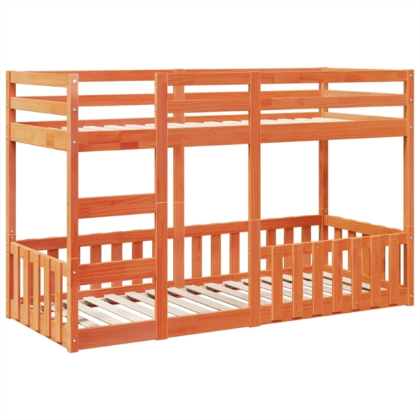 vidaXL Etagenbett Wachsbraun 75x190 cm Massivholz Kiefer 3308597