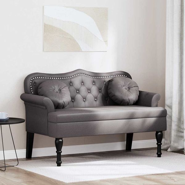 vidaXL Chesterfield Bank mit Kissen Grau 120,5 x 65 x 75 cm Kunstleder 42019282