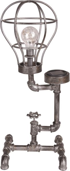 Solar-Leuchte CELLE - Stahl Antik-Silber 56,5x21x23cm | Gartenlampe Tischlampe Outdoor Leuchte