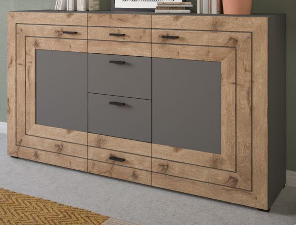 Sideboard Freno in Eiche und grau matt 160 cm