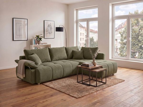 COLLECTION AB Ecksofa Funtastic, Breite 213 cm, mit Schlaffunktion, Bettkasten, Armverstellung und Bonnelfederkern
