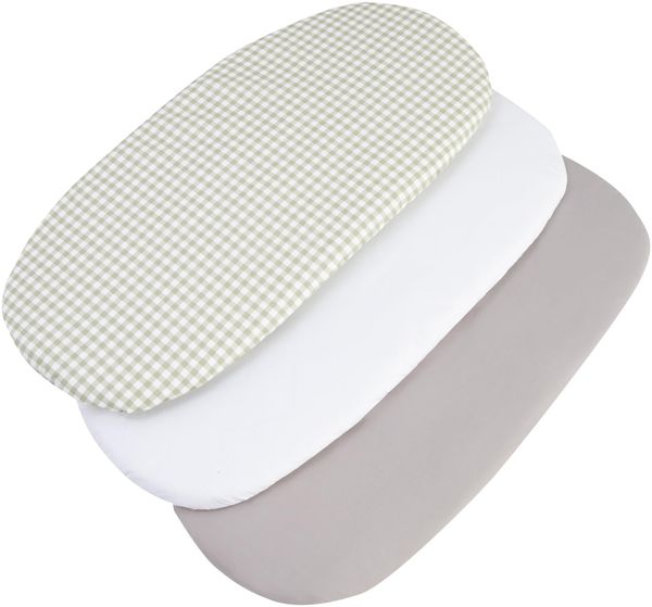 Medi Partners Baby Spannbettlaken Kinderwagen Laken 86x40 3-Pack Bettlaken Stubenwagen - 100% Baumwolle Fitted Sheet für Beistellbett Babybett Bezug (Kariert-Weiß-Graue)