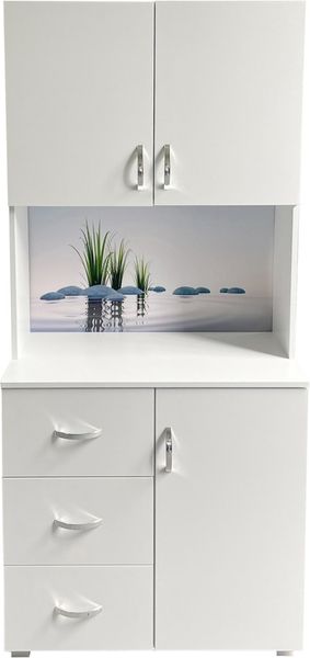HTI-Living Hochschrank Badschrank Blanca Wellness Motiv Steine (Stück, 1-St, 1 Badschrank) Hochschrank 6 Regalfächer 3 Schubladen