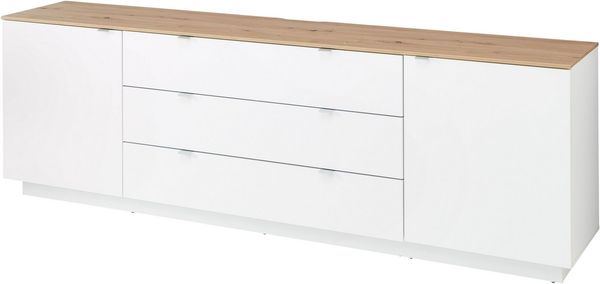 CORE TV-Sideboard in Weiß, Artisan Eiche Optik - Moderner Fernsehschrank mit Schubladen und viel Stauraum - 240 x 77 x 44 cm (B/H/T)