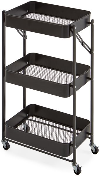 Homes & Jones Küchentrolley Bastian 31x44x78 cm aus schwarzem Metall - Rollwagen mit 3 Ablagen - Moderner Servierwagen für Küche, Essbereich & Haushalt - mobil, platzsparend