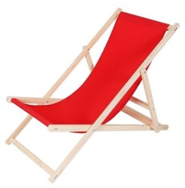 Strandliege Holz Liegestuhl Gartenliege Sonnenliege Strandstuhl - klappbar - Rot Bild 6