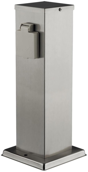 Außensteckdose 2-Fach, IP44, Edelstahl V2A, 127x127x300mm, 3680W/ 16A