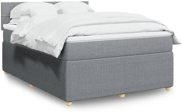 vidaXL Boxspringbett mit Matratze Hellgrau 140x190 cm Stoff 3287451