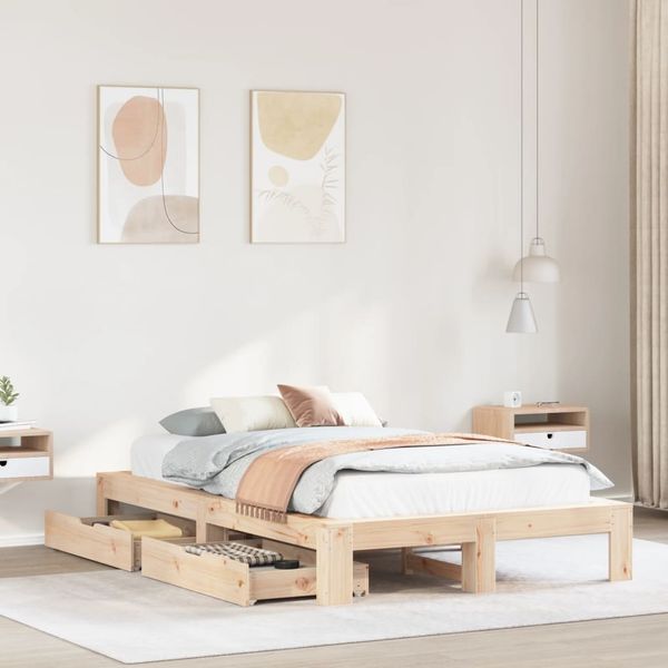 vidaXL Massivholzbett ohne Matratze 120x190 cm Kiefernholz 3309017